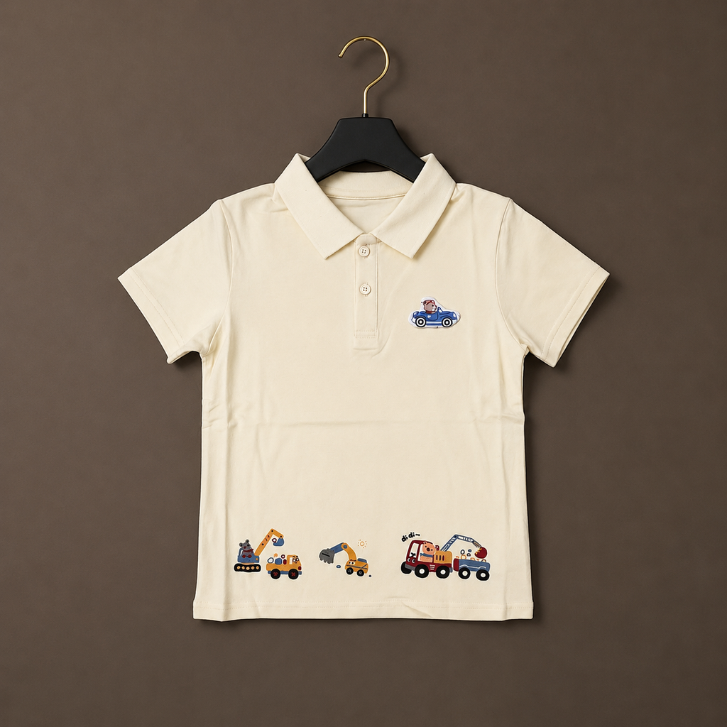 Boys Vehicle Print Polo T-Shirt