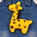 Imported High Quality Boys Giraffe Emoji Denim Romper with minimal print T-Shirt