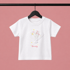 Imported Girls Fashionwear Floral Print T-Shirt & Bow Detail Shorts Set – White & Dusty Pink Suit