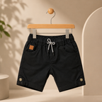 Premium Boys Shorts Classic Black Elastic Waist Cotton with Drawstring