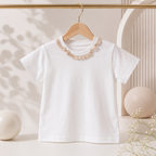 Imported High Quality Girl Romper Set Navy Floral Bubble with Flower Brooch Detail for Baby Girls