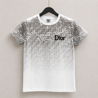 Imported Frost White Monogram Print T-Shirt with Contrast Designer-Inspired Logo