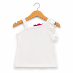 Imported Girl Fashionwear Flower Applique Top & Skirt Set (White & Hot Pink) Suit
