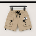 Boys Beige Cargo Pocket Drawstring Shorts
