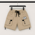Imported Premium Boys Beige Cargo Pocket Drawstring Shorts