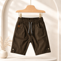 Boys Chocolate Brown Elastic Waist Cotton Shorts with Drawstring