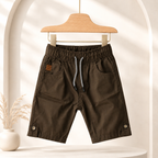 Premium Boys Shorts Chocolate Brown Elastic Waist Cotton with Drawstring