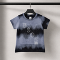 Imported Midnight Grey Tie-Dye T-Shirt with Layered Typography Graphic Print