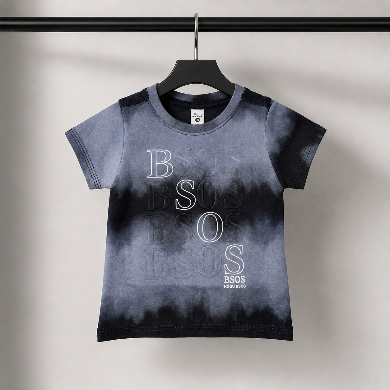 Imported Midnight Grey Tie-Dye T-Shirt with Layered Typography Graphic Print