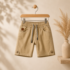 Premium Boys Shorts Beige Elastic Waist Casual with Drawstring