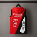 Imported Premium Boys Red & Black Graphic Sleeveless Hooded Tank Top T-Shirt
