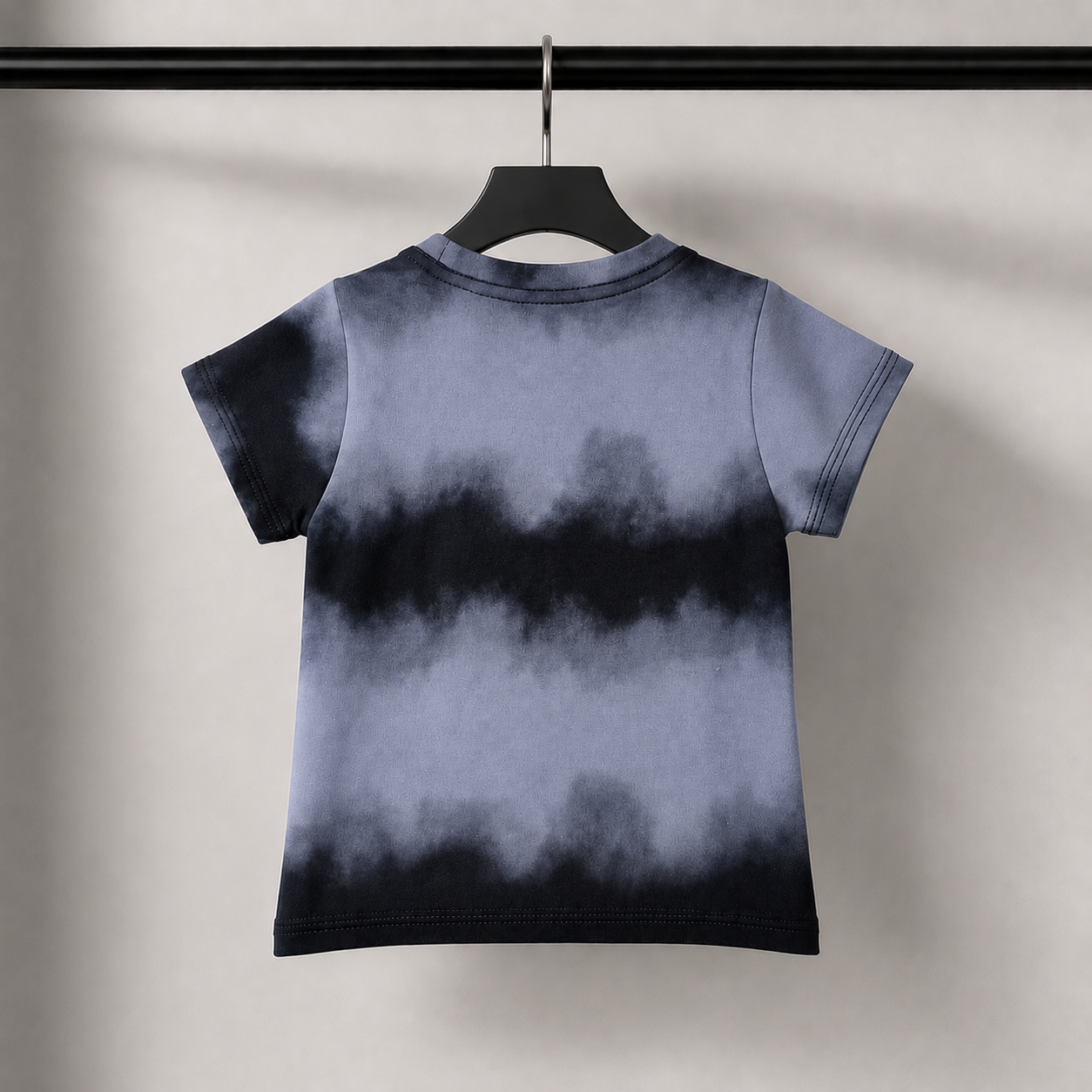 Imported Midnight Grey Tie-Dye T-Shirt with Layered Typography Graphic Print