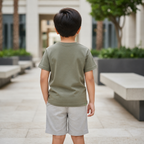 Imported Boys Cartoon Rabbit Graphic T-Shirt – Olive Green Premium Fabric