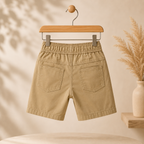 Premium Boys Shorts Beige Elastic Waist Casual with Drawstring