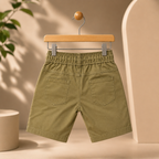 Premium Boys Shorts Olive Green Elastic Waist Casual with Drawstring