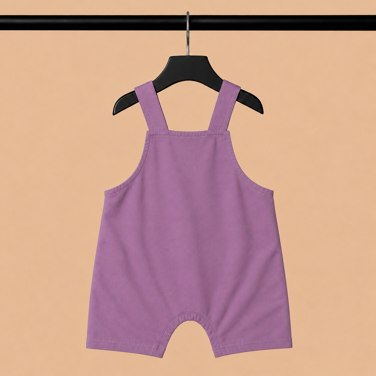 Lion Print Dungaree Romper Set with Striped T-Shirt for Baby Girls – Purple & White