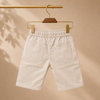 Premium Boys Shorts Off-White Elastic Waist Cotton with Drawstring