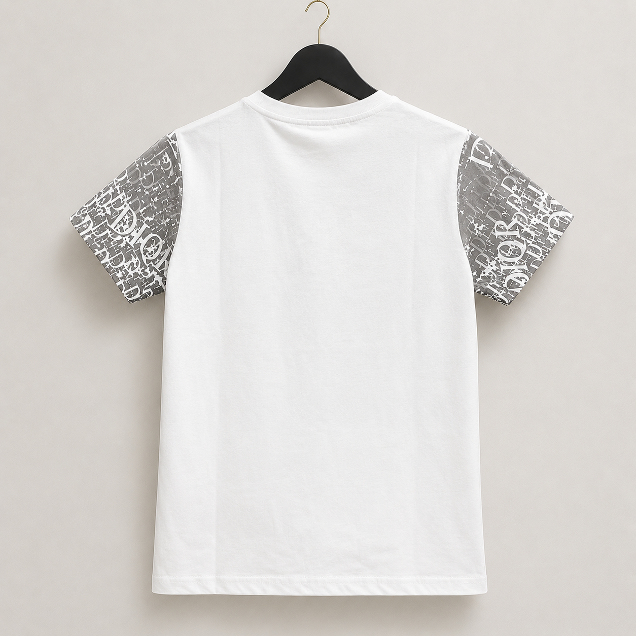 Imported Frost White Monogram Print T-Shirt with Contrast Designer-Inspired Logo