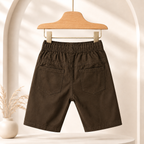 Premium Boys Shorts Chocolate Brown Elastic Waist Cotton with Drawstring