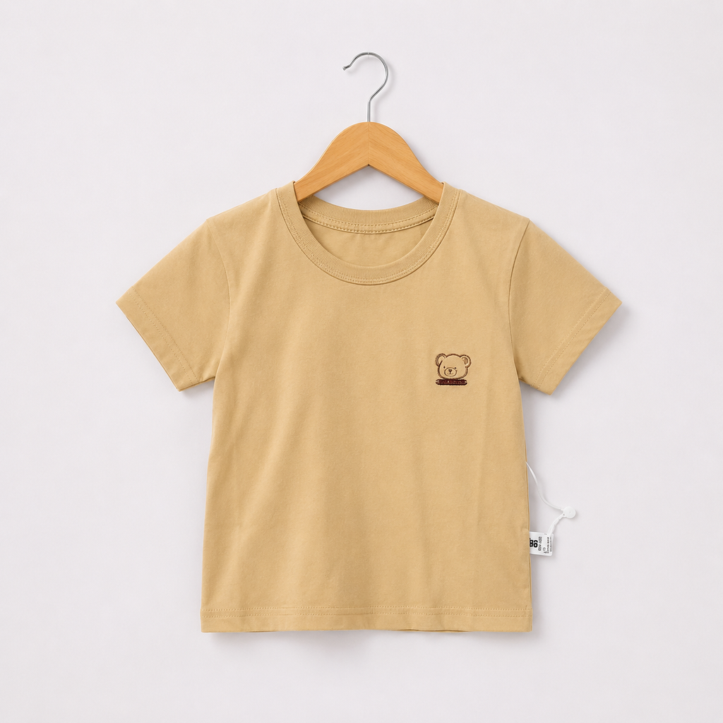 Bear Emoji Light Blue Romper with Light Orange Shirt