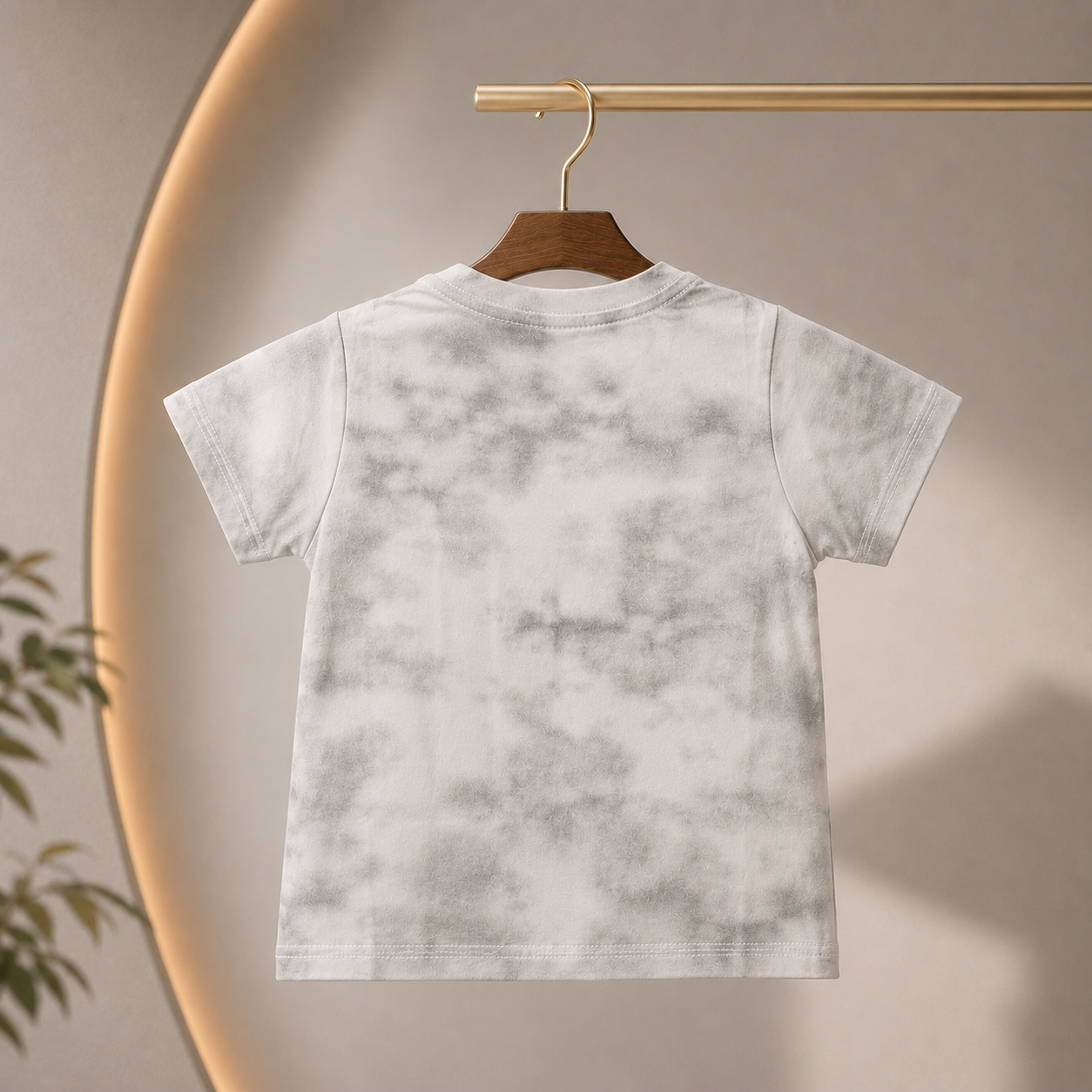 Imported Cloud Grey Tie-Dye T-Shirt with Embroidered Statement Logo