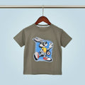 Boys Cartoon Rabbit Graphic T-Shirt – Olive Green
