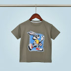 Imported Boys Cartoon Rabbit Graphic T-Shirt – Olive Green Premium Fabric