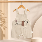 Imported Premium Kids puppies with bone Light Green Cotton Romper with Off-White T-Shirt
