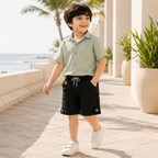 Premium Boys Shorts Classic Black Elastic Waist Cotton with Drawstring