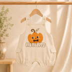 Imported Premium Quality Baby Boys Pumpkin Embroidered Dungaree Romper Set with Olive Green T-Shirt