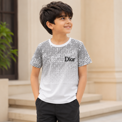 Imported Frost White Monogram Print T-Shirt with Contrast Designer-Inspired Logo