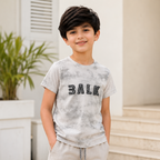 Imported Premium Boys T-Shirt Cloud Grey Tie-Dye with Embroidered Statement Logo
