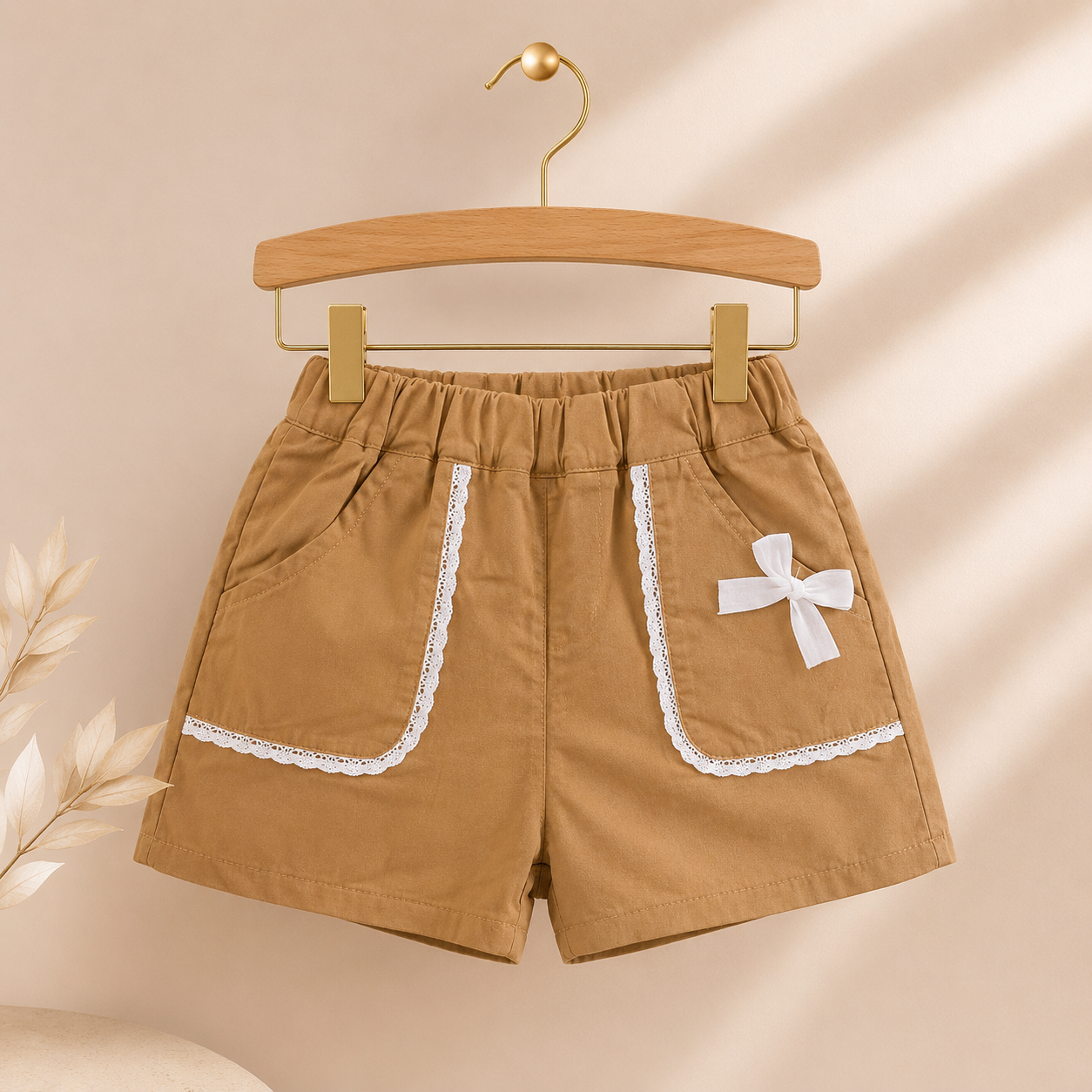 Girls Butterfly Puff Sleeve Top & Lace Pocket Shorts Suit