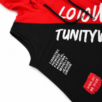 Imported Premium Boys Red & Black Graphic Sleeveless Hooded Tank Top T-Shirt