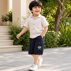 Imported Premium Boys Navy Cargo Shorts with Utility Pocket Design & Adjustable Hem