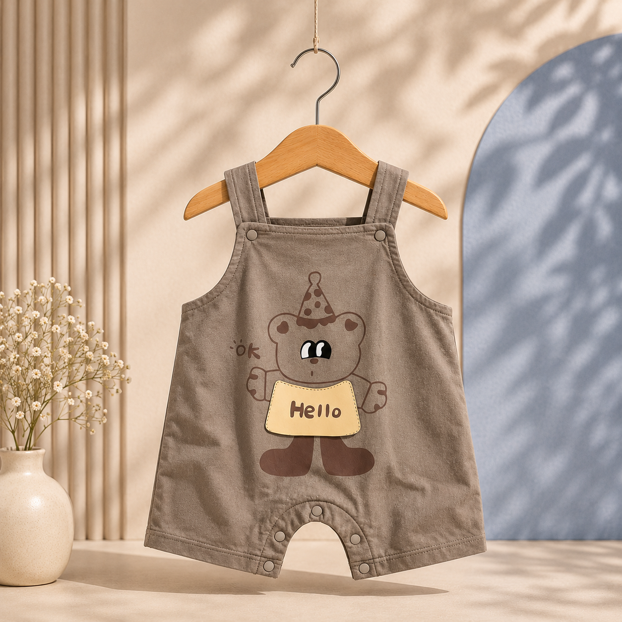Boys Adorable bear print design Romper with T-Shirt