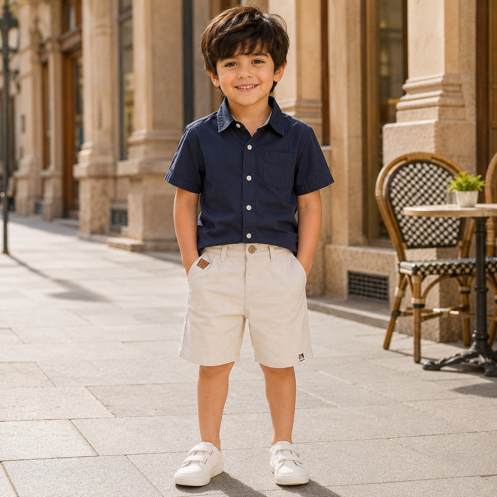 Premium Off-White Cotton Twill Chino Shorts for Boys