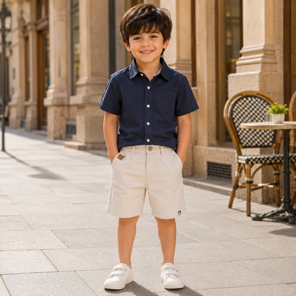 Premium Off-White Cotton Twill Chino Shorts for Boys
