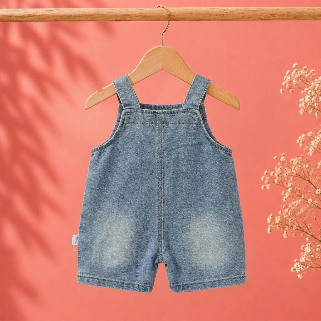 Mickey Mouse Patch Denim Romper with strawberry and bow pattern T-Shirt for Baby Girls