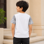 Imported Frost White Monogram Print T-Shirt with Contrast Designer-Inspired Logo