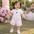 Imported Fashionwear Premium Pearl White Faded Outfit Set with Crystal Blue Emblem Detail Suit