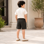 Premium Boys Shorts Charcoal Grey Elastic Waist Casual with Drawstring