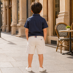 Premium Boys Shorts Off-White Cotton Twill Chino for Boys