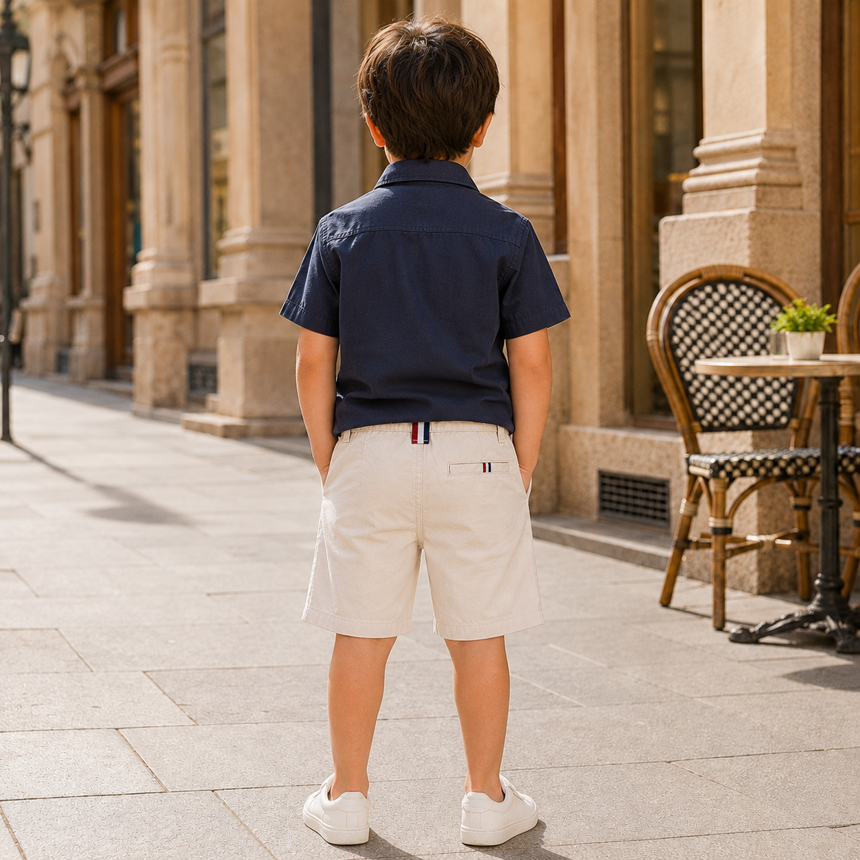 Premium Off-White Cotton Twill Chino Shorts for Boys