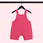 Imported Soft Fabric Baby Girls Bunny Print Dungaree Romper Set with Puff Sleeve T-Shirt – Pink & Cream