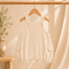 Imported Premium Quality Baby Boys Pumpkin Embroidered Dungaree Romper Set with Olive Green T-Shirt