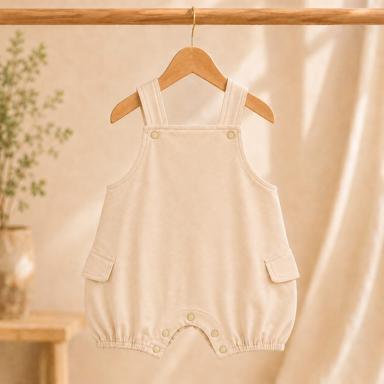 Baby Boys Pumpkin Embroidered Dungaree Romper Set with Olive Green T-Shirt