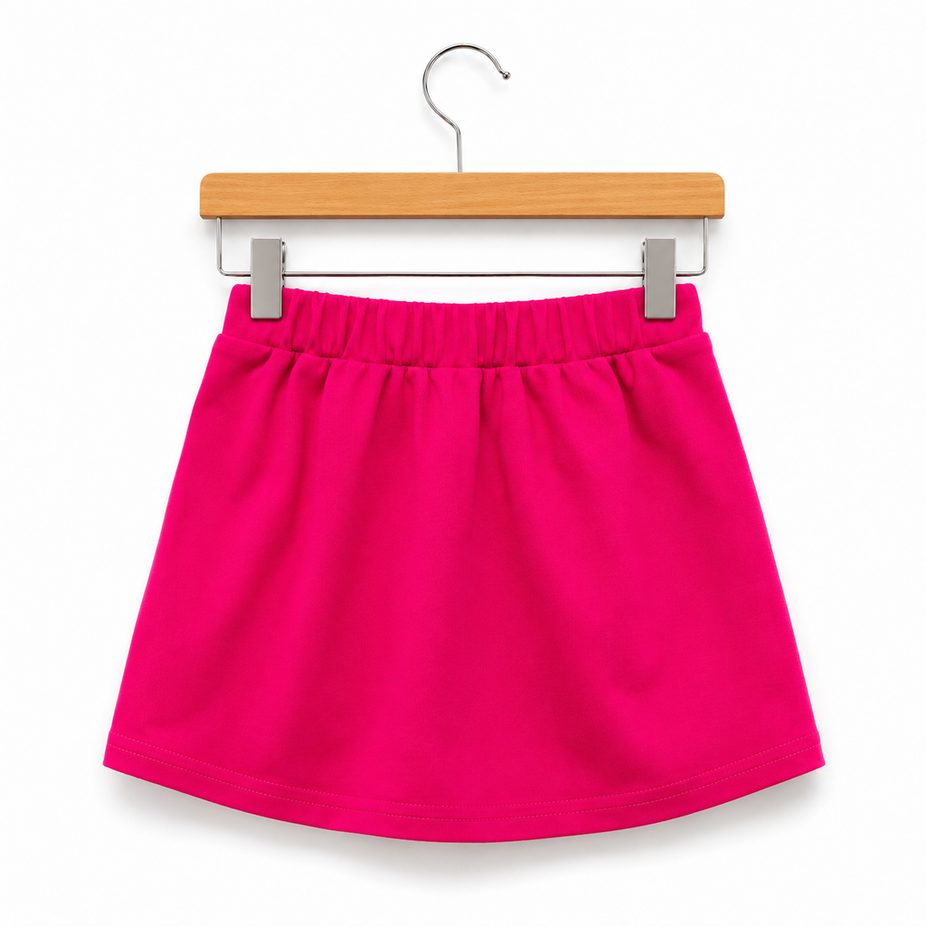 Imported Flower Applique Girls Top & Skirt Set (White & Hot Pink) Suit