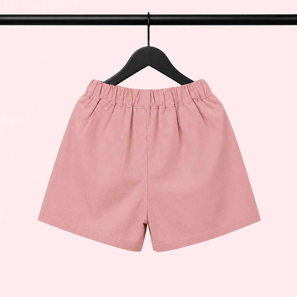 Girls Floral Print T-Shirt & Bow Detail Shorts Set – White & Dusty Pink Suit