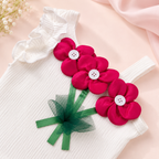 Imported Girl Fashionwear Flower Applique Top & Skirt Set (White & Hot Pink) Suit